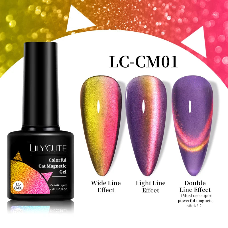 LILYCUTE 9D Cat Eye Magnetic Gel Polish 7ml - Iridescent UV/LED Soak-Off Nail Art