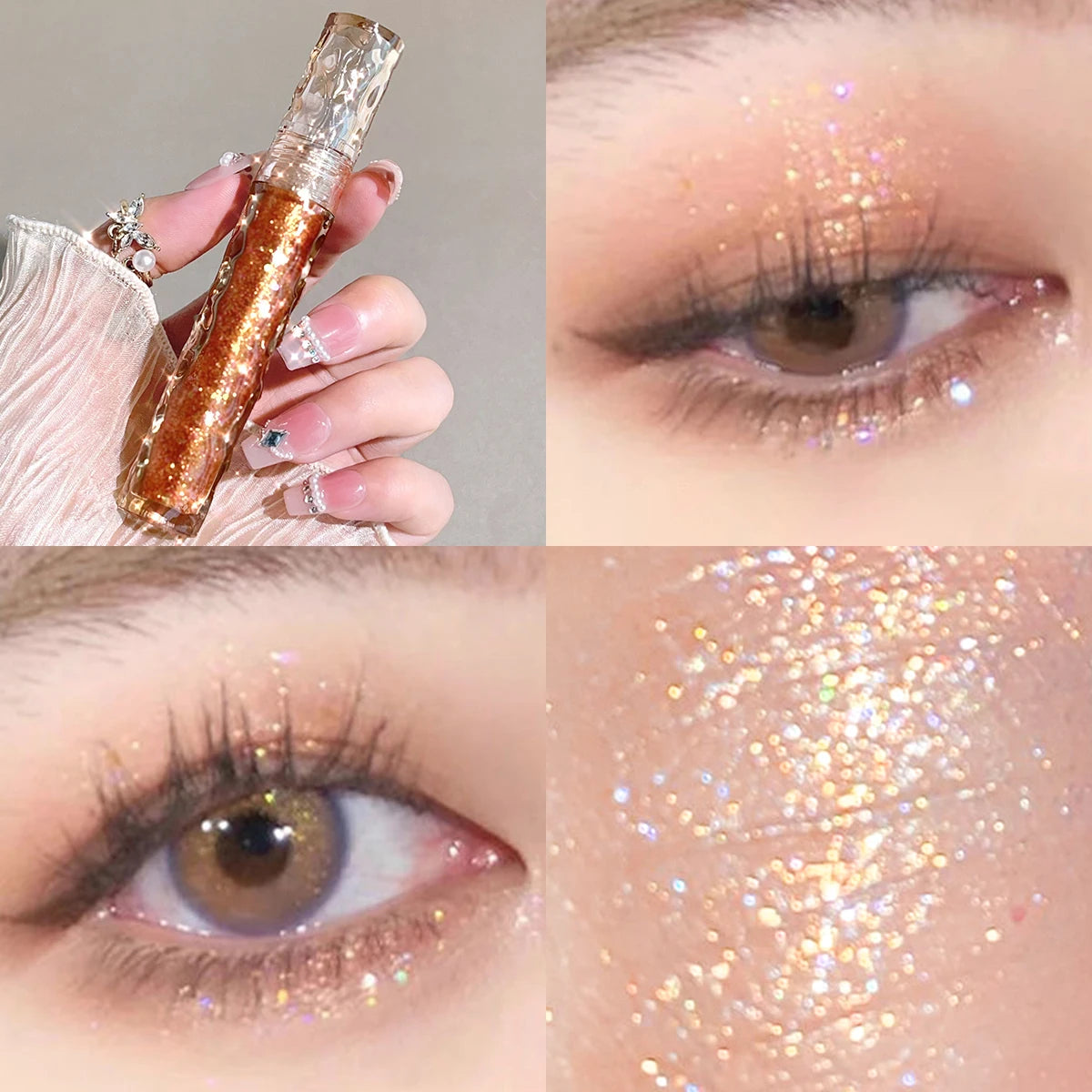 Sparkling Liquid Eye Shadow - Pearlescent Diamond Highlight & Silkworm Shimmer