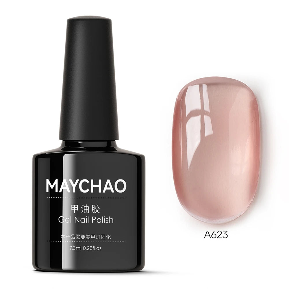 MAYCHAO 7.3ml Transparent Jelly Nude Gel Nail Polish - CPNP Certified UV/LED Soak-Off