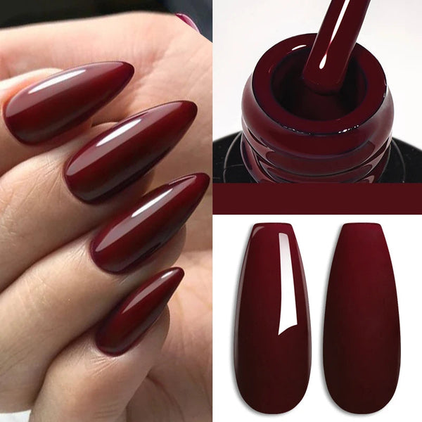 MEET ACROSS 7ml Wine Red Gel Polish - Long-Lasting French Style Nail Art Varnish