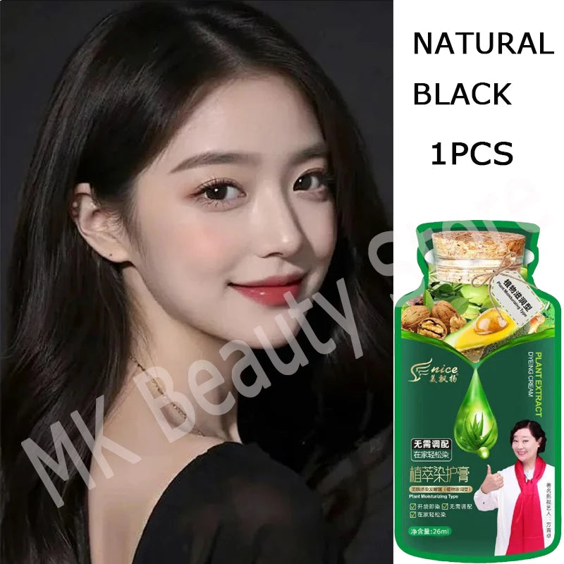 Natural Herbal Hair Dye Shampoo - 5-Minute Color Change, Covers Gray, Non-Irritating