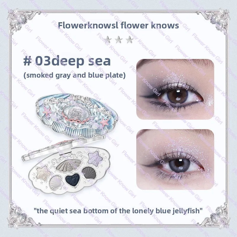 Flower Knows Moonlight Mermaid 8-Color Eyeshadow Palette - Matte, Shimmer & Glitter