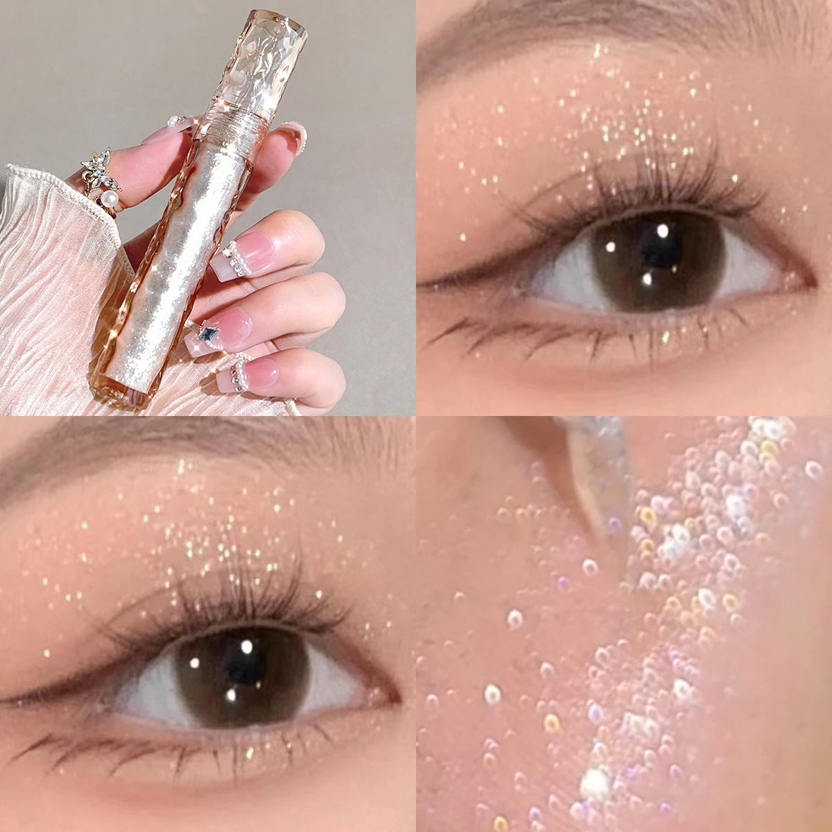 Sparkling Liquid Eye Shadow - Pearlescent Diamond Highlight & Silkworm Shimmer