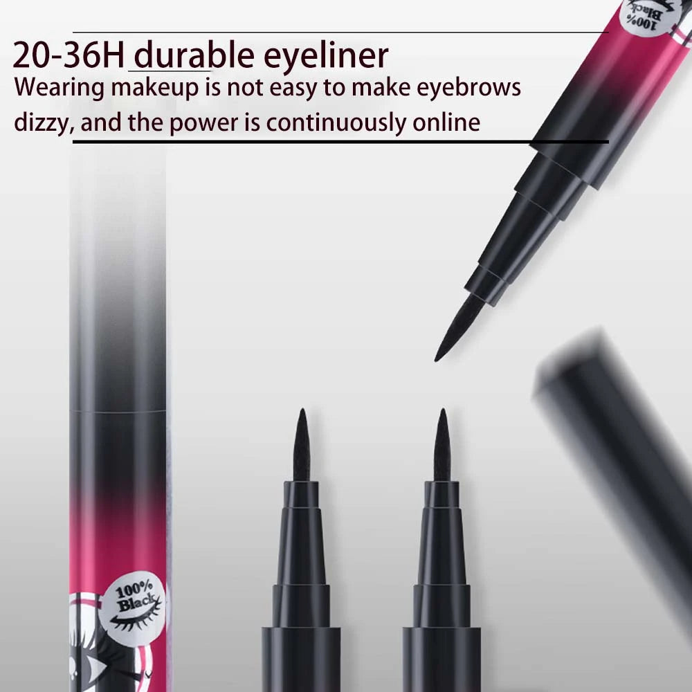 36H Black Liquid Eyeliner Pen - Waterproof, Quick-Dry, No-Bloom Long-Lasting