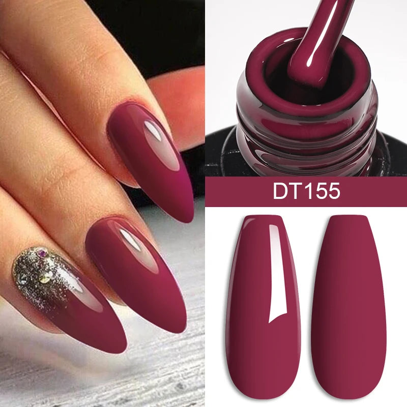 MEET ACROSS 7ml Wine Red Gel Polish - Long-Lasting French Style Nail Art Varnish