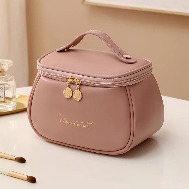 PU Leather Multi-Function Cosmetic Bag - Portable Travel Makeup Case & Toiletry Kit