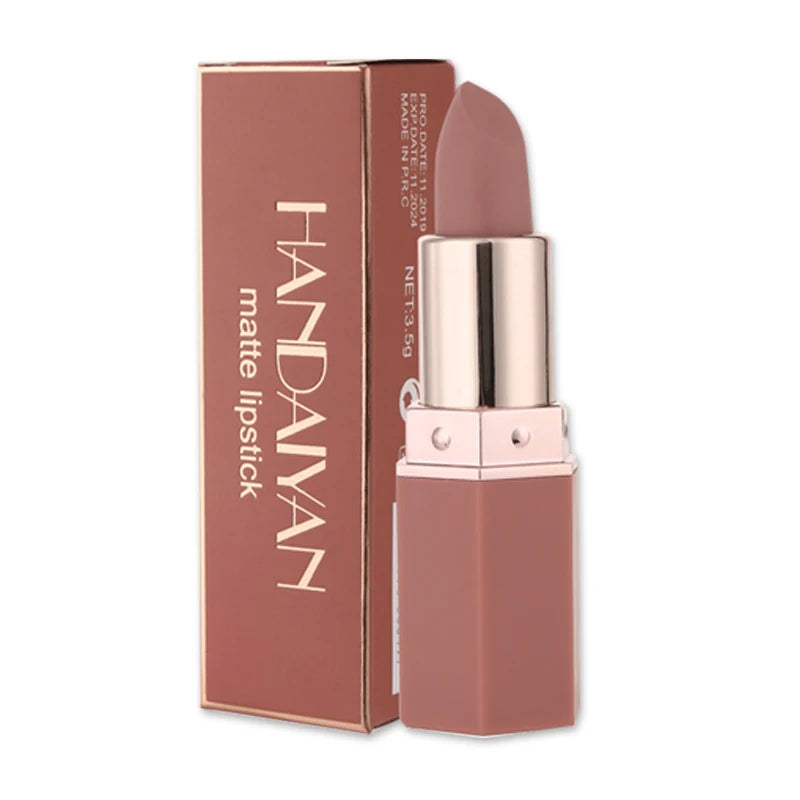 Handaiyan 6-Color Matte Velvet Lipstick Set - Waterproof Nude, Red & Brown Pigments