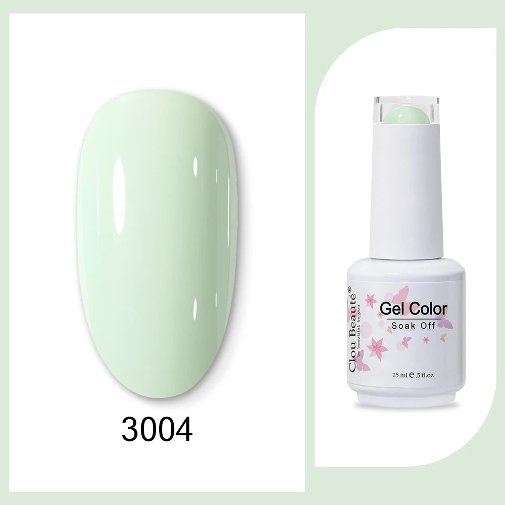 Clou Beaute 15ml HEMA & TPO Free Gel Polish - Army Green Organic Semi-Permanent Nail Art