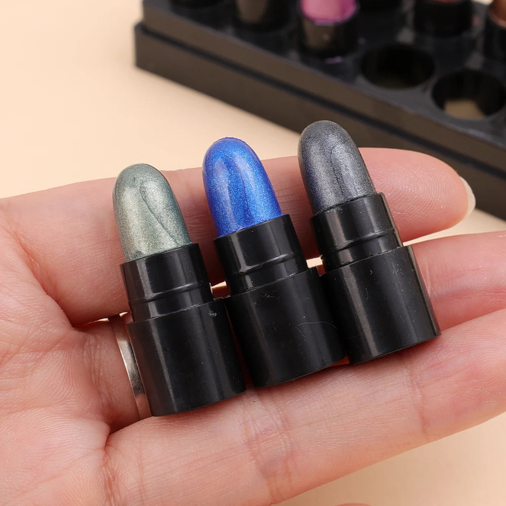 12-Color Eyeshadow Pencil Set - Waterproof Glitter, Shimmer & Matte Shades