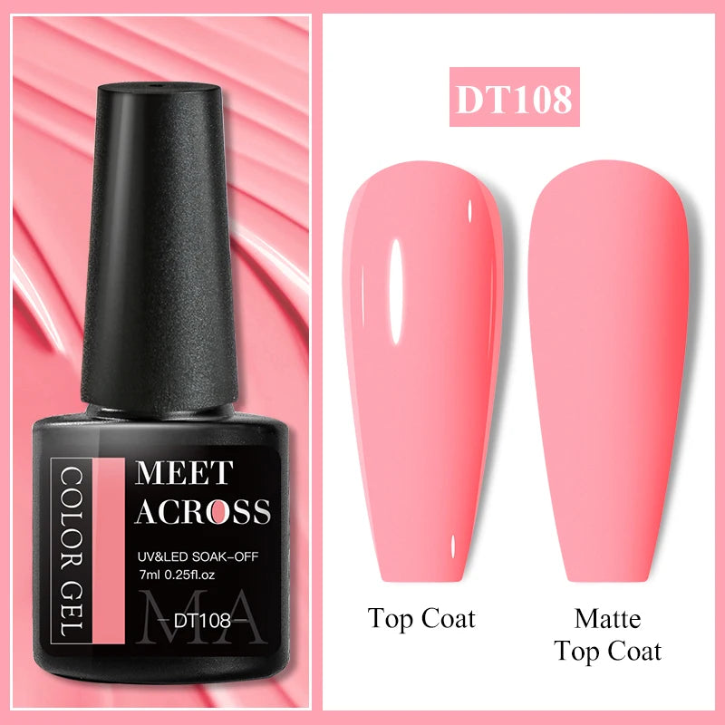 MEET ACROSS 7ml Wine Red Gel Polish - Long-Lasting French Style Nail Art Varnish