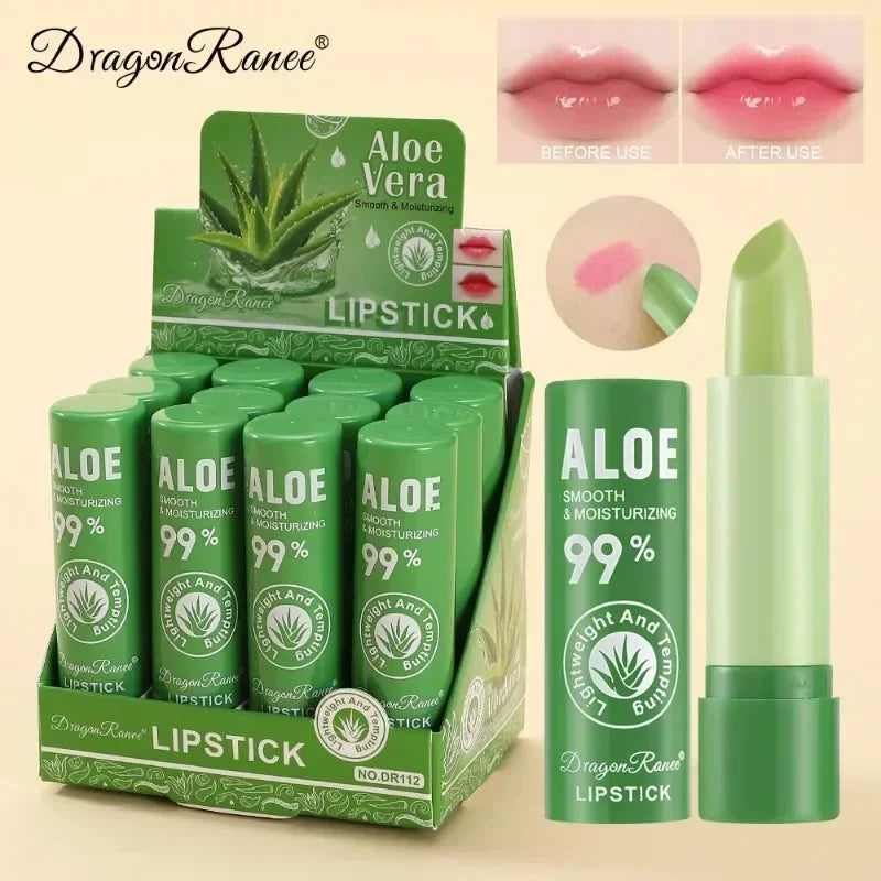 Aloe Vera Colour-Changing Lip Balm Stick - Moisturizing Hydrating Watery Unisex Care