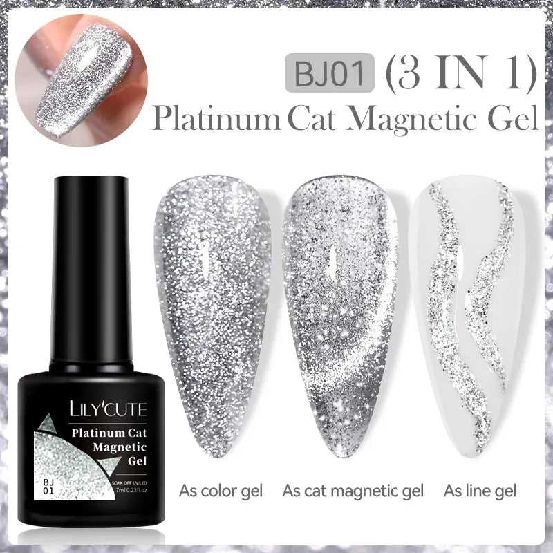 LILYCUTE 9D Cat Eye Magnetic Gel Polish 7ml - Iridescent UV/LED Soak-Off Nail Art
