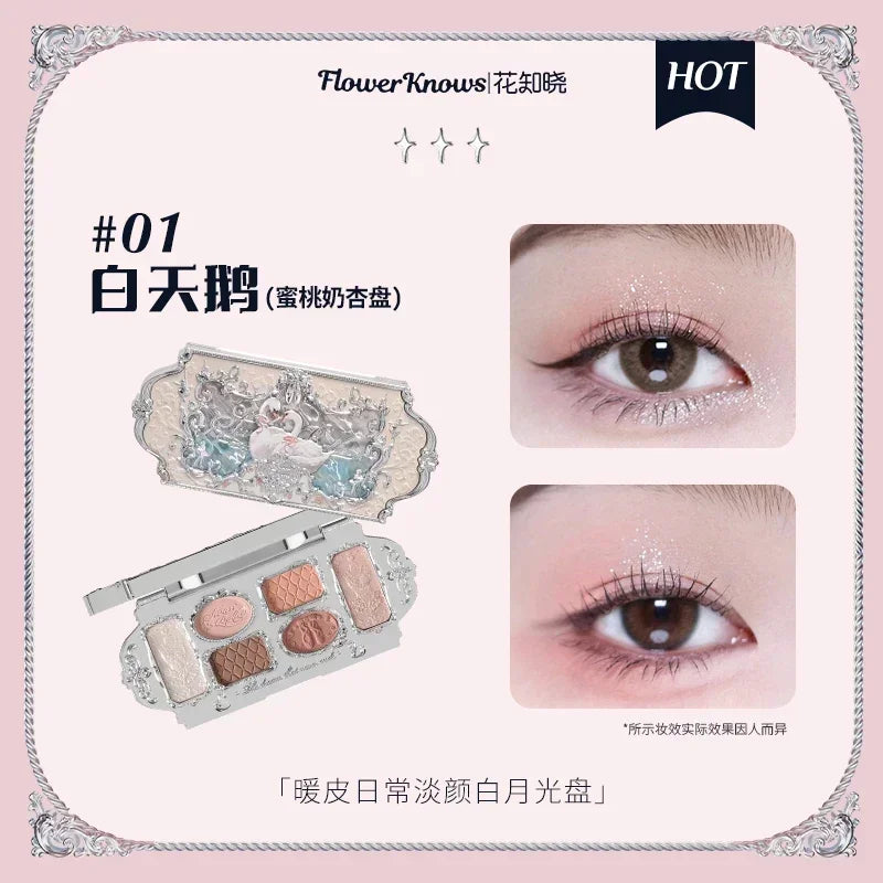 Flower Knows Moonlight Mermaid 8-Color Eyeshadow Palette - Matte, Shimmer & Glitter