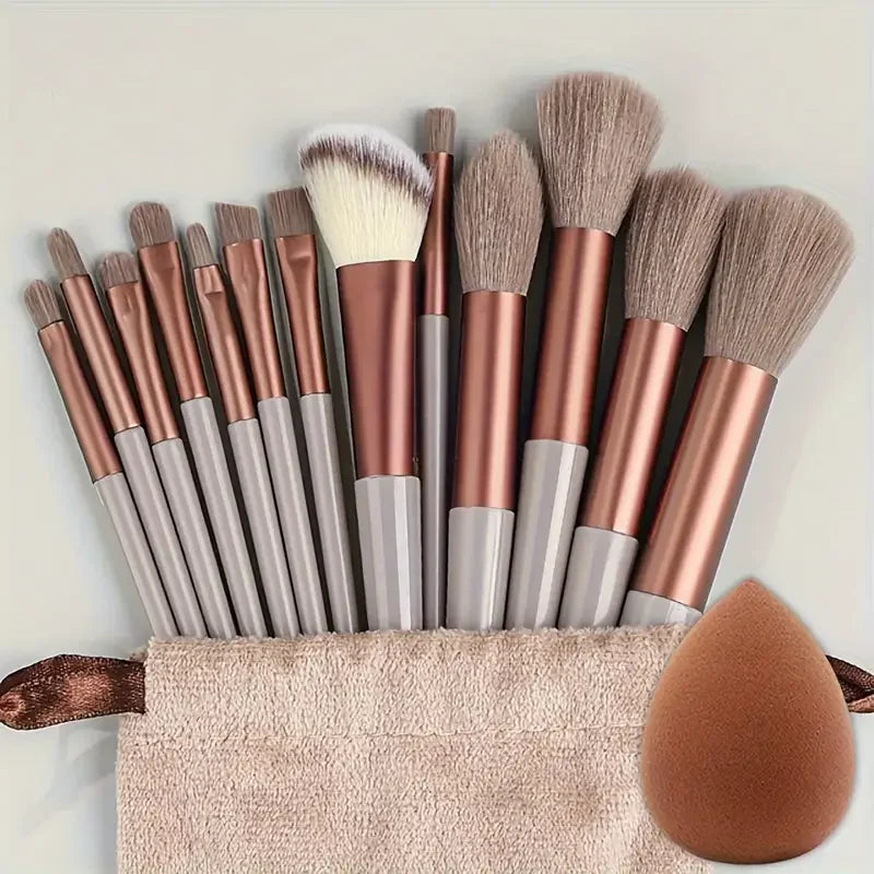 ZSRUNHUI 13-Piece Makeup Brush Set - Soft Fluffy Face & Eye Brushes for Foundation, Blush & Highlight
