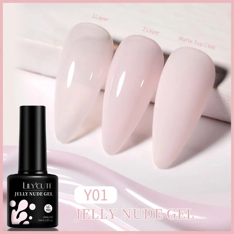 LILYCUTE 7ml Jelly Amber Dark Bloom Leopard Gel Polish - Semi-Permanent UV Nail Art