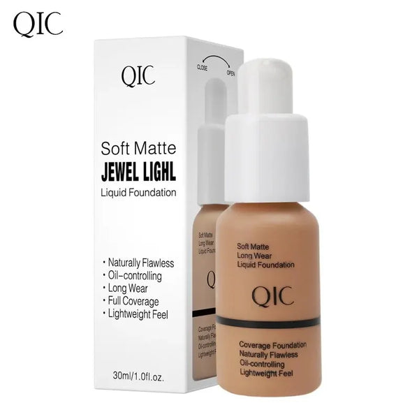 QIC Naturally Flawless Matte Liquid Foundation - Oil-Control, 30ml, 5 Shades
