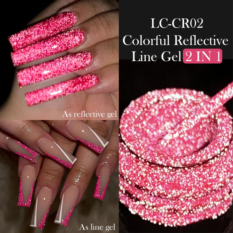LILYCUTE 5ml Reflective Glitter Liner Gel - Champagne Sparkling Lines for French Nail Art