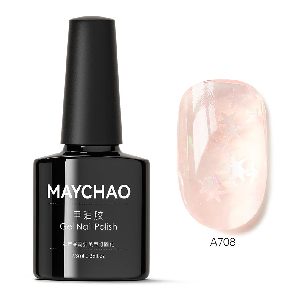 MAYCHAO 7.3ml Transparent Jelly Nude Gel Nail Polish - CPNP Certified UV/LED Soak-Off