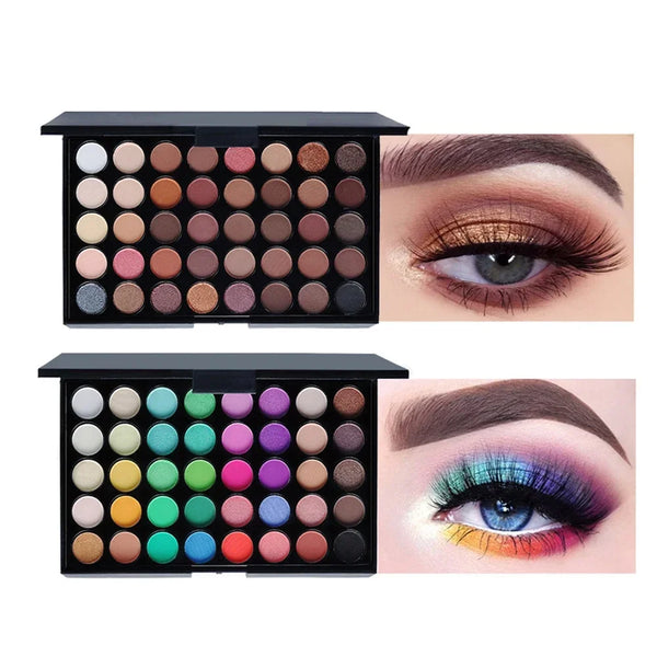 40-Color Eyeshadow Palette - Matte, Glitter, Pearlescent & Shimmer Nude to Bold