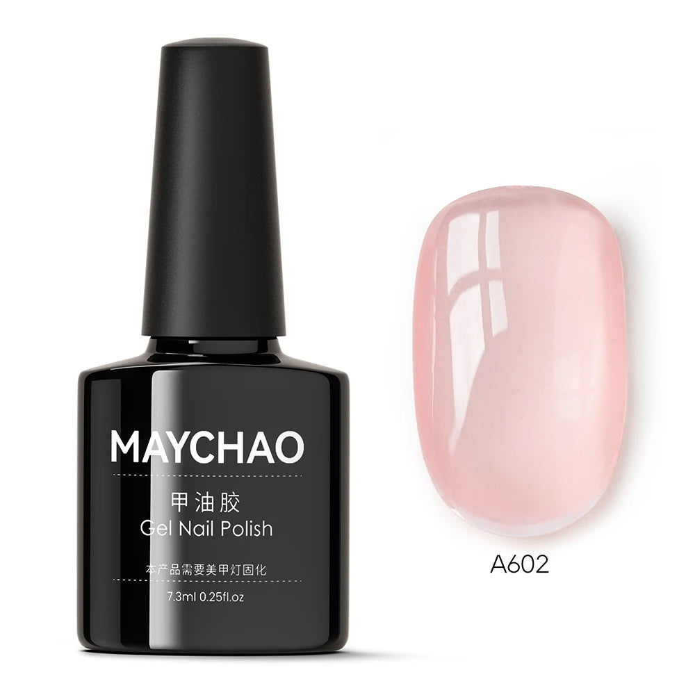 MAYCHAO 7.3ml Transparent Jelly Nude Gel Nail Polish - CPNP Certified UV/LED Soak-Off