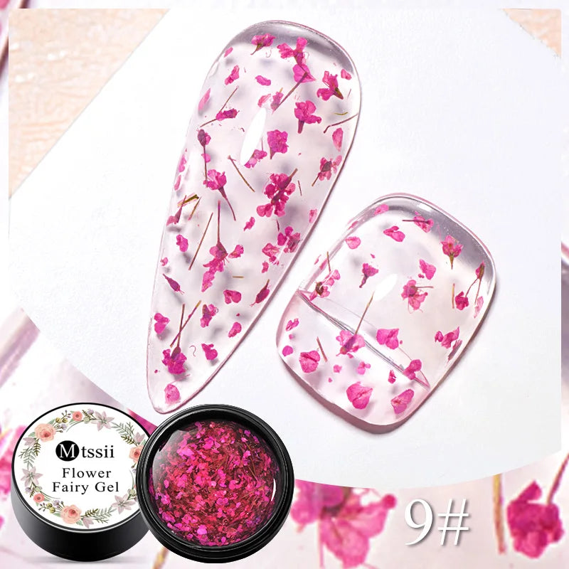 Mtssii Dried Flower Fairy Gel Nail Polish - Natural Botanical Semi-Permanent UV Art