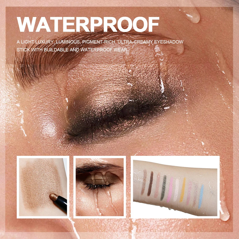 Lakerain 10-Color Matte Gradient Cream Eyeshadow Stick Set - Waterproof