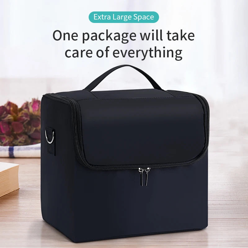 4-Tier Professional Makeup Train Case - Large Women's Travel Storage Box with Adjustable Nail Organizer