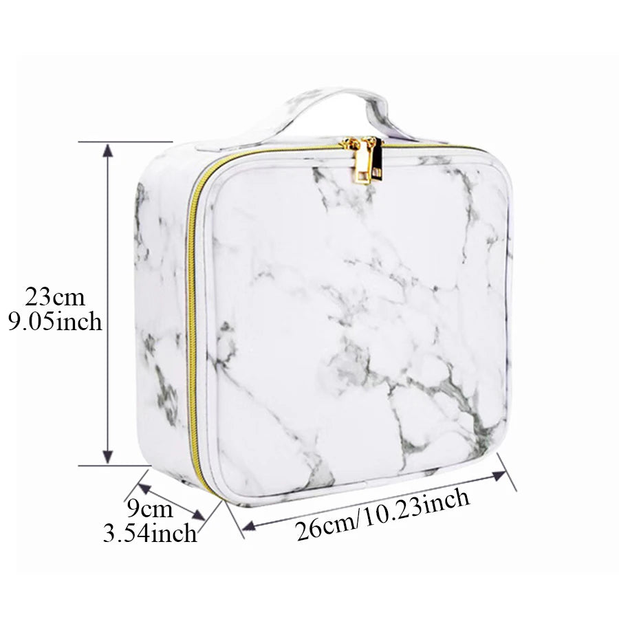 Marble Waterproof PU Cosmetic Storage Bag - Professional Makeup Handbag & Travel Organizer
