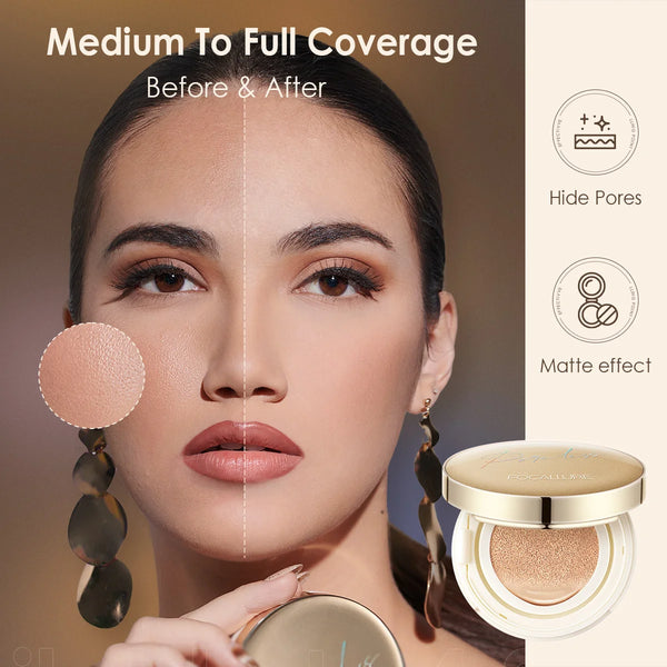 FOCALLURE Air Cushion Foundation - Waterproof Matte, Poreless Full Coverage