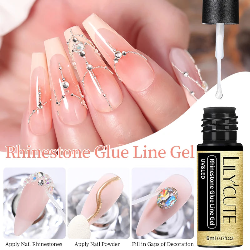 LILYCUTE 5ml Metallic Gold & Silver Mirror Liner Gel - Super Bright French Nail Art