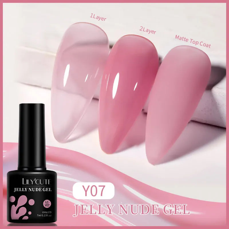 LILYCUTE 7ml Jelly Amber Dark Bloom Leopard Gel Polish - Semi-Permanent UV Nail Art