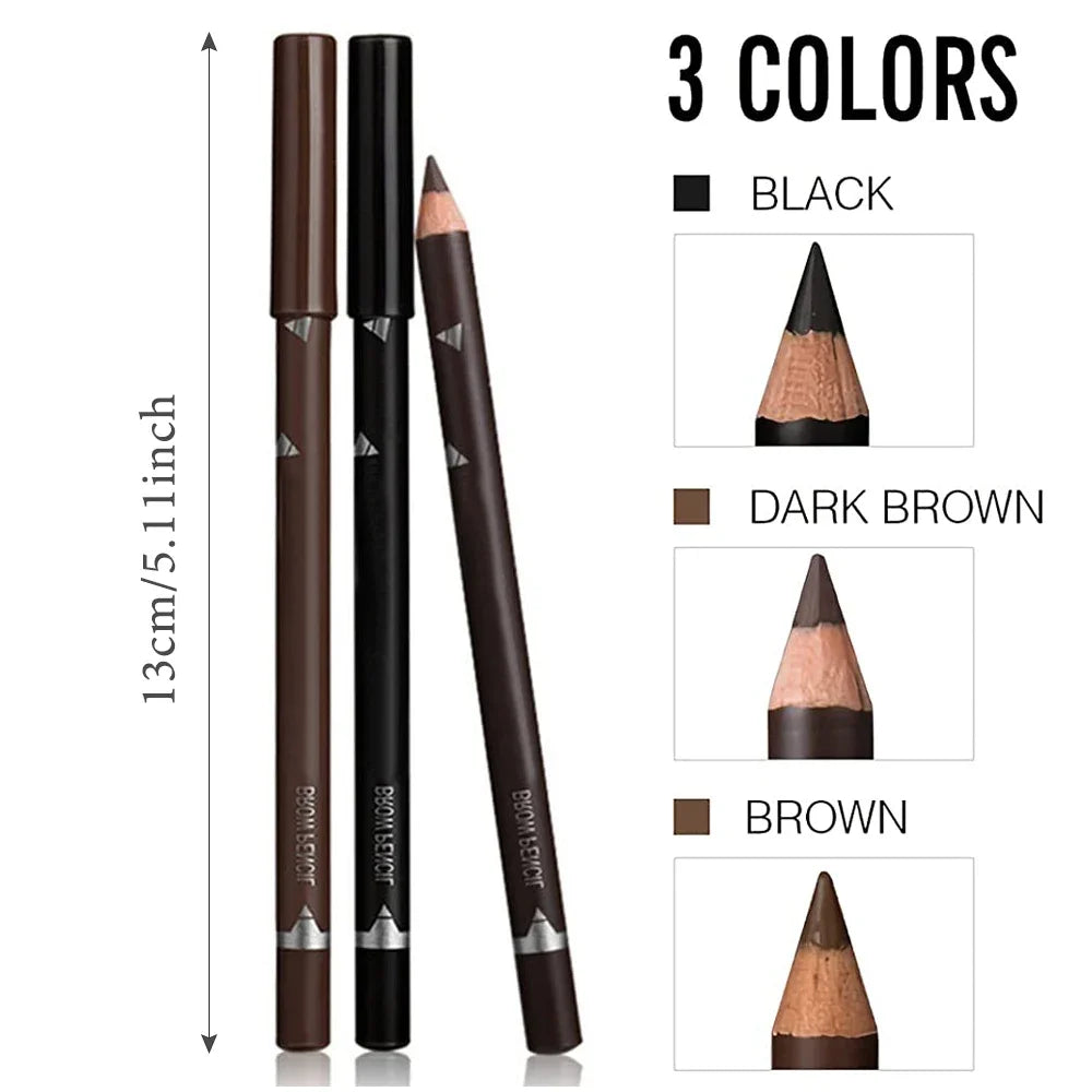 6/12-Pack Waterproof Eyebrow Pencils - Professional Natural Black & Brown Set