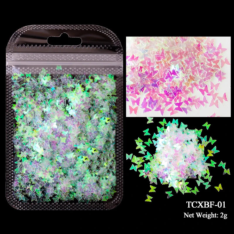 2g Holographic Nail Art Glitter Sequins - Laser Star Butterfly AB Paillette DIY Decorations