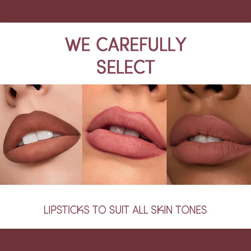 USHAS 12-Color Lip Liner & Lipstick Set - Easy Matte Long-Lasting Nude & Red