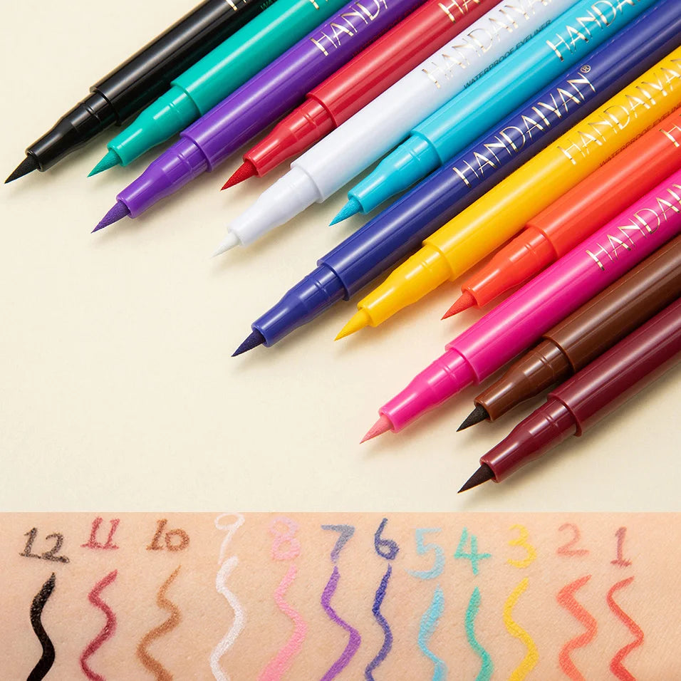 Rainbow Colorful Liquid Eyeliner Pen Set - Waterproof Matte, Long-Lasting