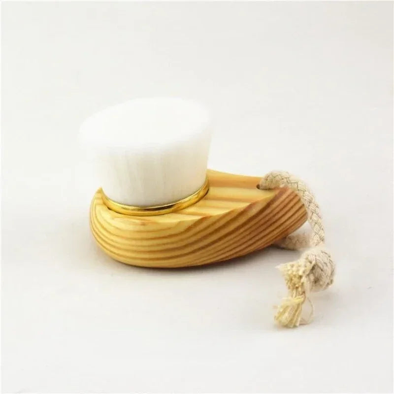 Macroupta Wooden Handle Facial Cleansing Brush - Manual Soft Massager & Pore Clean Tool
