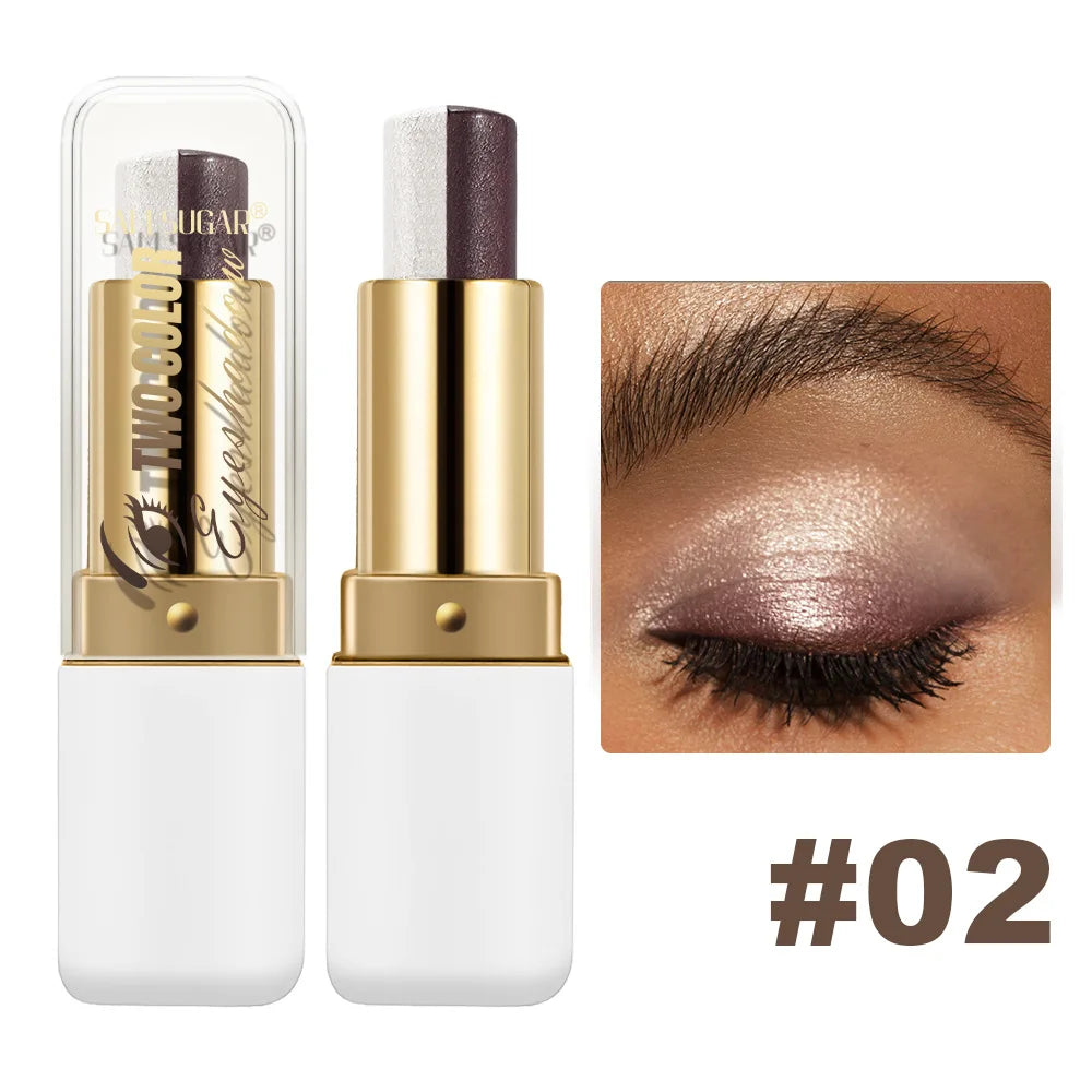 Double Color Eyeshadow Stick - Glitter Shimmer & Metallic Highlight Duo