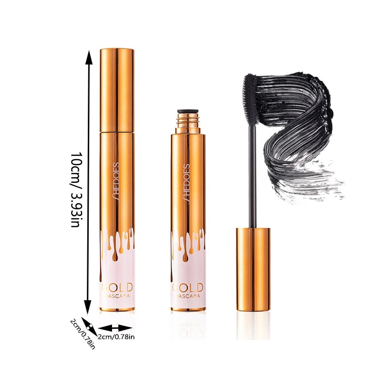 Thick Curly Gold Tube Mascara - Waterproof, Non-Smudging & Lengthening