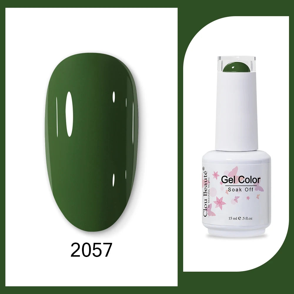 Clou Beaute 15ml HEMA & TPO Free Gel Polish - Army Green Organic Semi-Permanent Nail Art