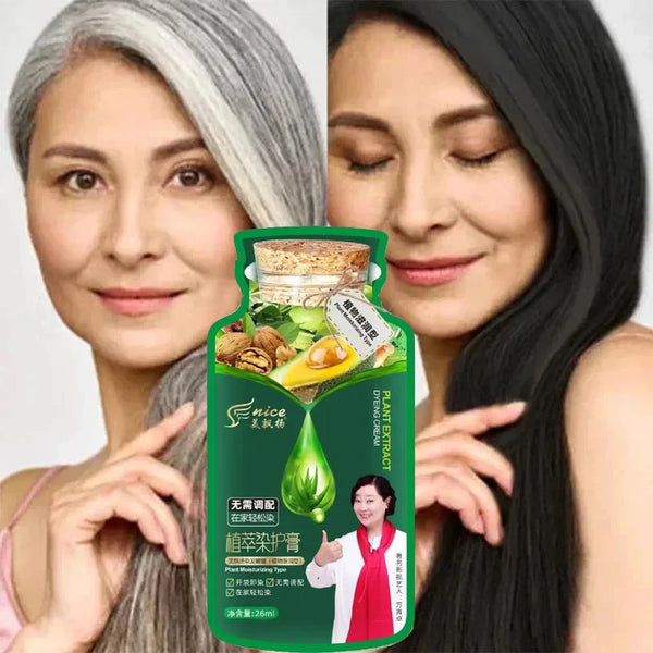 Natural Herbal Hair Dye Shampoo - 5-Minute Color Change, Covers Gray, Non-Irritating