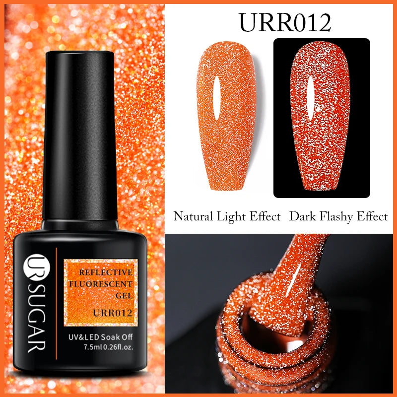 UR SUGAR 7.5ml Reflective Glitter Gel Polish - Pink Sequins UV Soak-Off Semi-Permanent