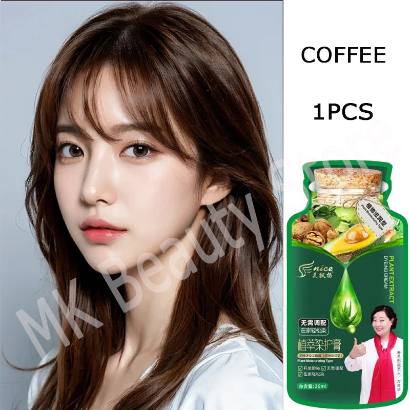 Natural Herbal Hair Dye Shampoo - 5-Minute Color Change, Covers Gray, Non-Irritating