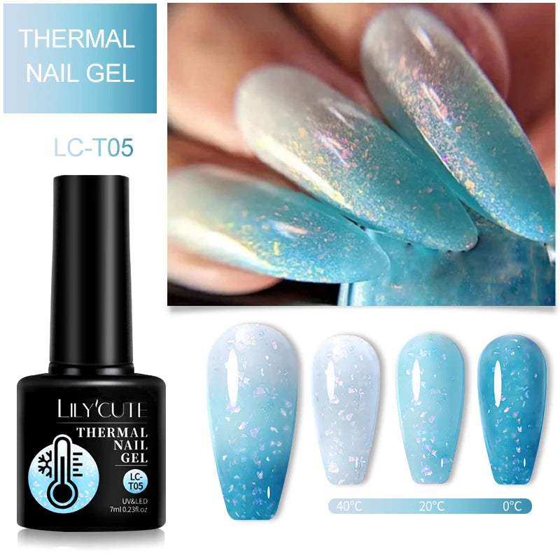 LILYCUTE 7ml Thermal Temperature-Changing Gel Nail Polish - Semi-Permanent UV Gel Art