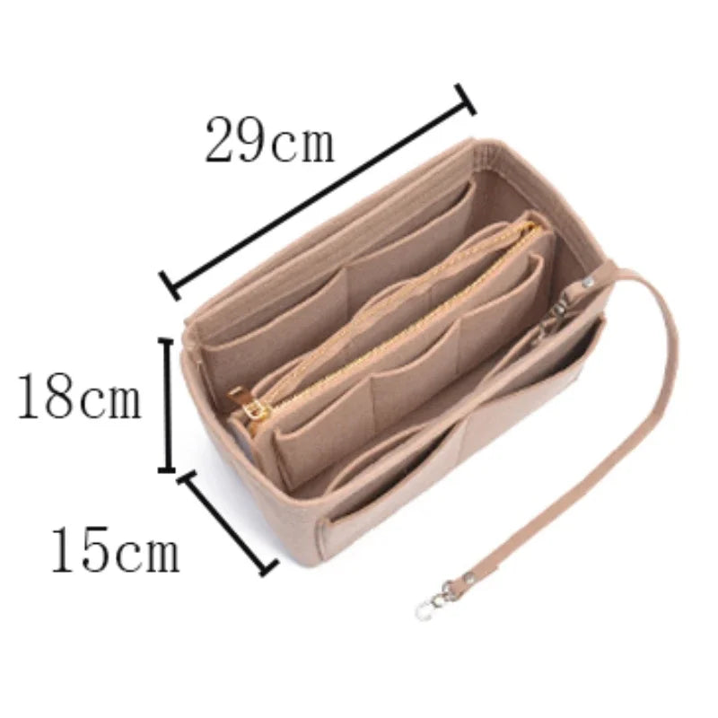 Dawndesslo Large Capacity Felt Liner Makeup Bag - Portable Bag-in-Bag Cosmetic Organizer