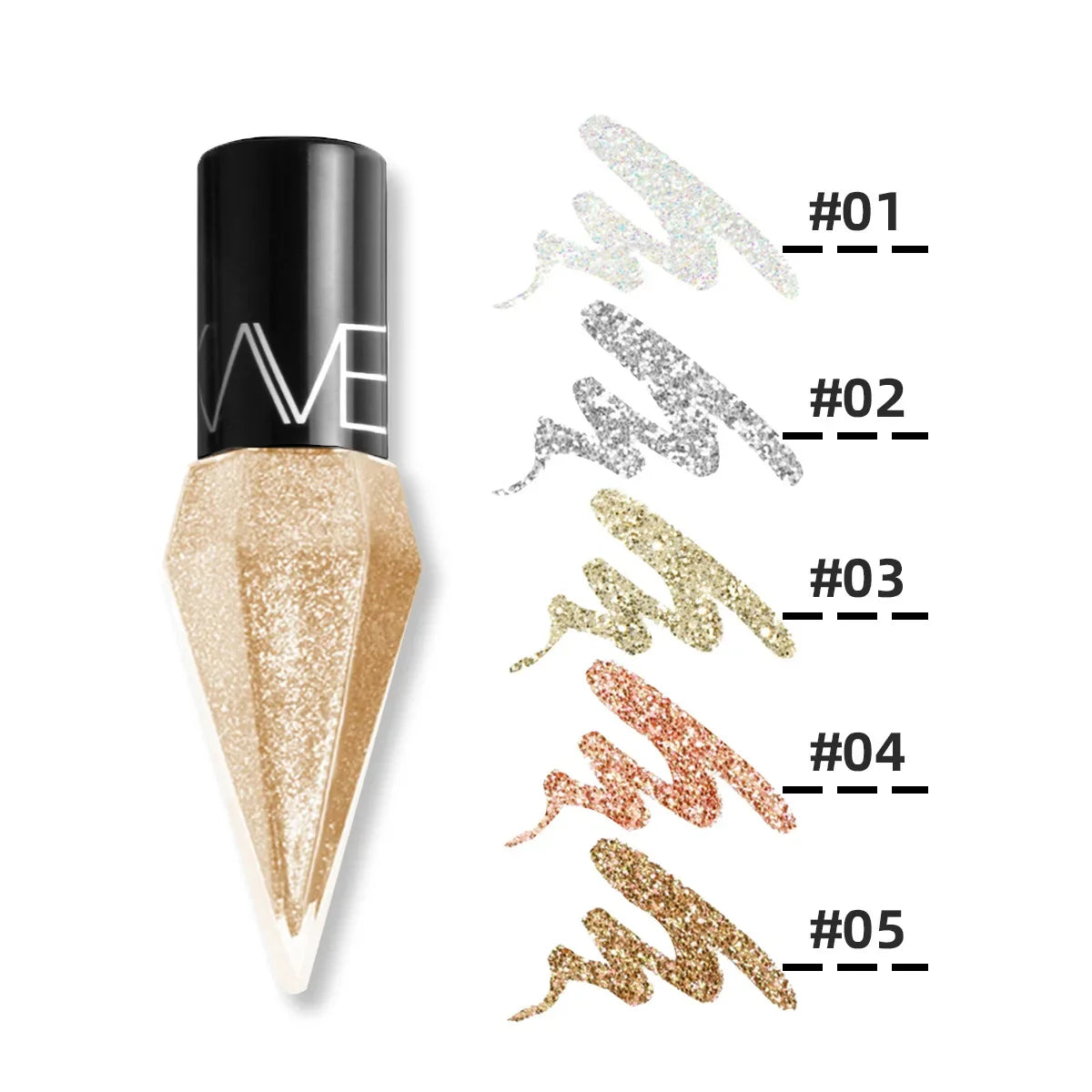 Pudaier Pearlescent Diamond Liquid Eyeshadow Eyeliner - Rose Gold, White & Glitter