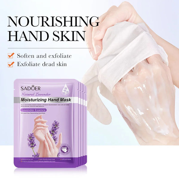 5-Pack Lavender Spa Hand Mask Gloves - Exfoliating, Whitening & Moisturizing