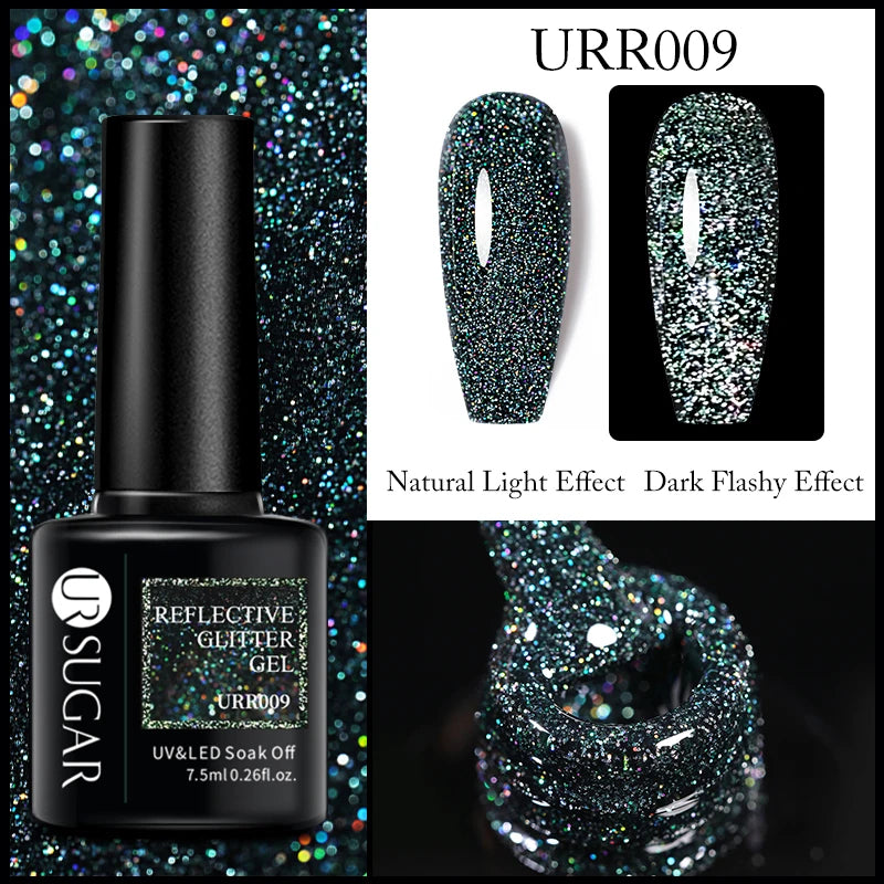 UR SUGAR 7.5ml Reflective Glitter Gel Polish - Pink Sequins UV Soak-Off Semi-Permanent