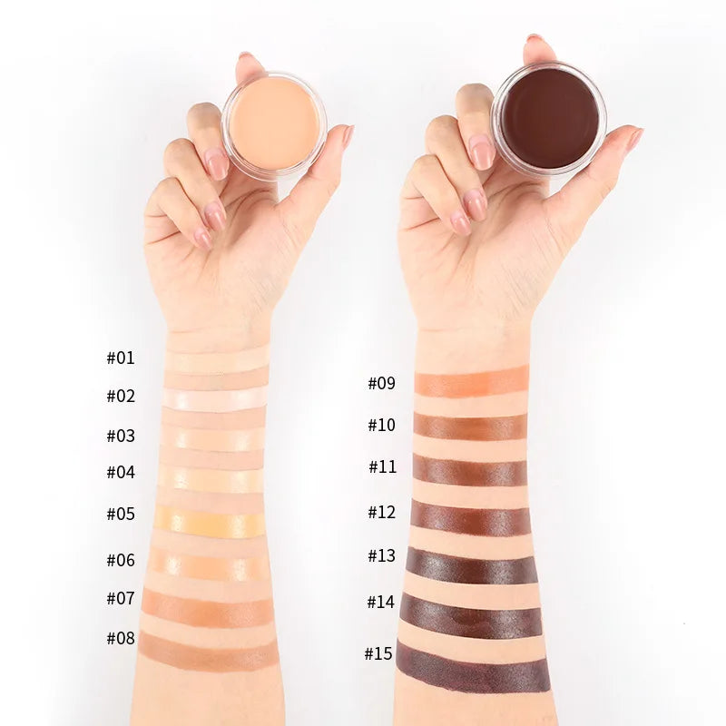 Blana 15-Color Full Coverage Concealer Cream Palette - Waterproof with Brush