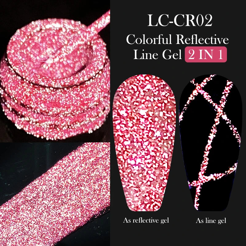 LILYCUTE 5ml Metallic Gold & Silver Mirror Liner Gel - Super Bright French Nail Art