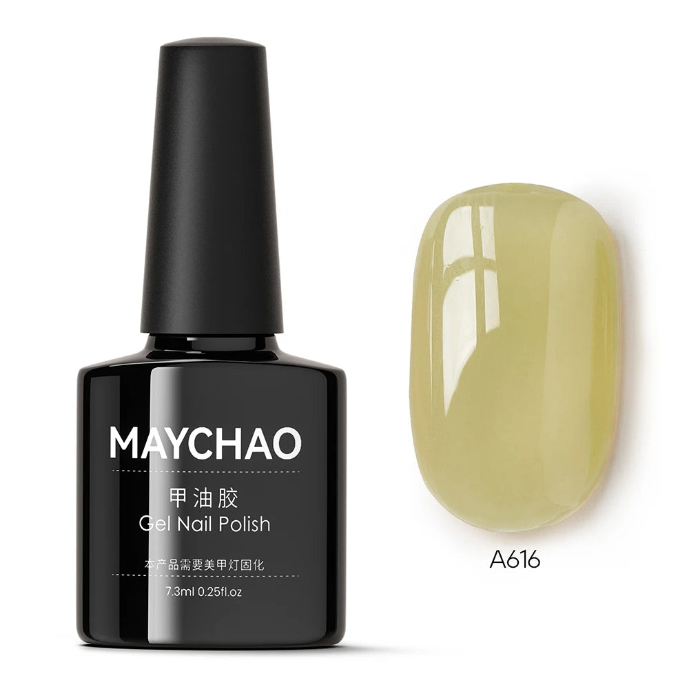 MAYCHAO 7.3ml Transparent Jelly Nude Gel Nail Polish - CPNP Certified UV/LED Soak-Off